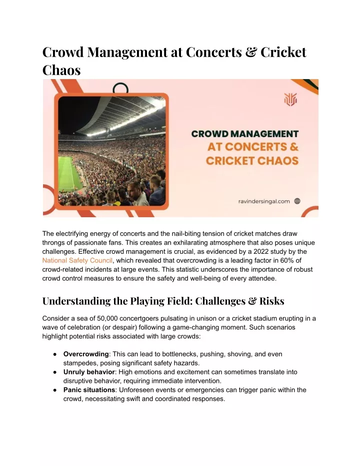 crowd management at concerts cricket chaos
