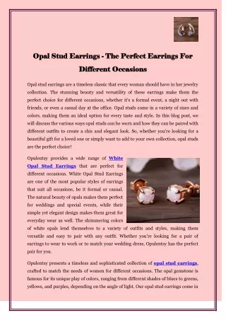 Opal Stud Earrings  The Perfect Earrings For Different Occasions