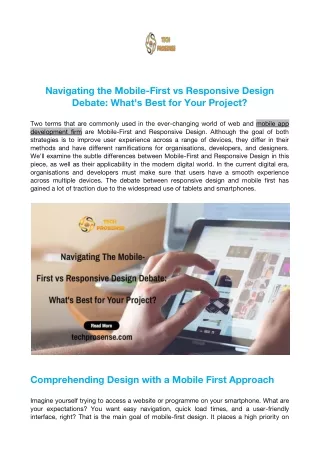 Navigating the Mobile-First vs Responsive Design Debate | Techprosense