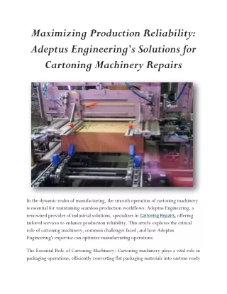 maximizing production reliability adeptus