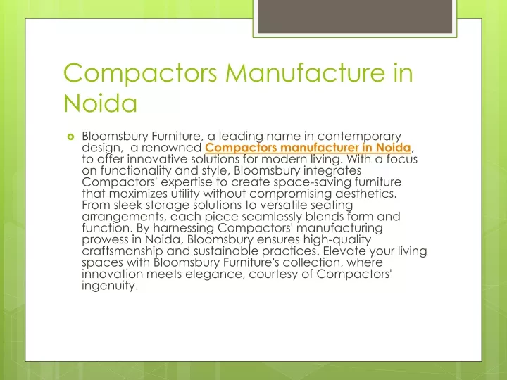 compactors manufacture in noida