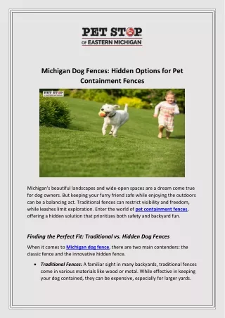 Michigan Dog Fences Hidden Options for Pet Containment Fences