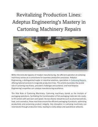 revitalizing production lines adeptus engineering