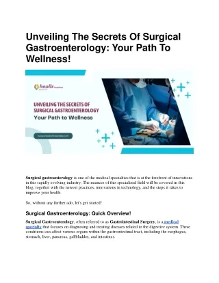 Unveiling The Secrets Of Surgical Gastroenterology Your Path To Wellness!