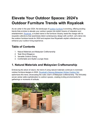 Elevate Your Outdoor Spaces_ 2024's Outdoor Furniture Trends with Royaloak