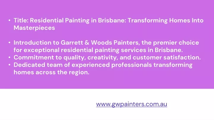 title residential painting in brisbane