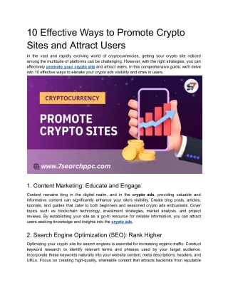 10 effective ways to promote crypto sites
