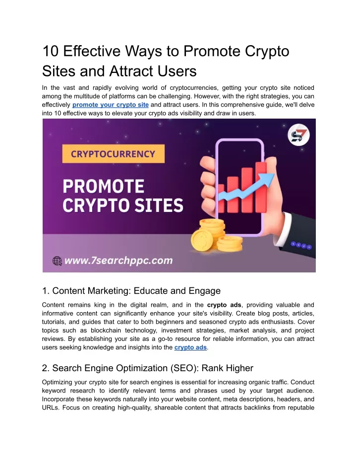 10 effective ways to promote crypto sites