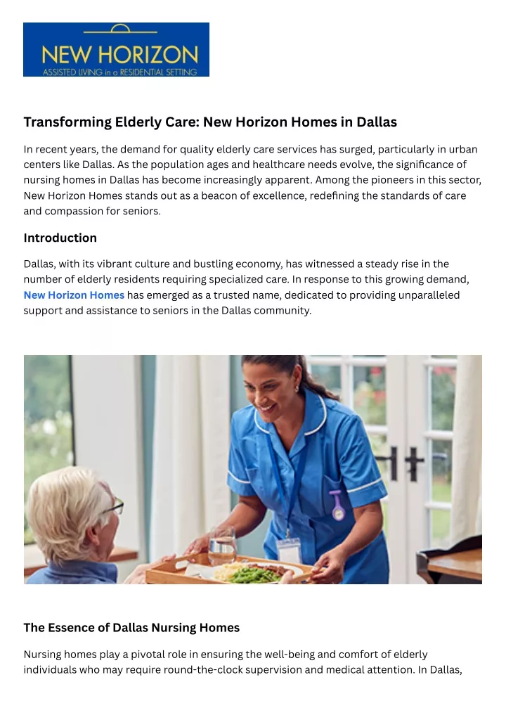 transforming elderly care new horizon homes
