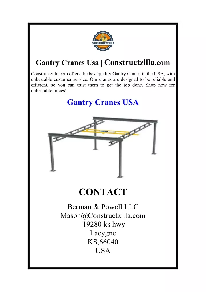 gantry cranes usa constructzilla com