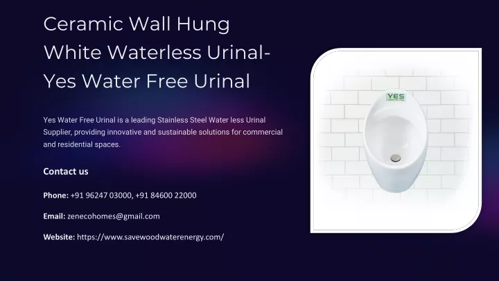 ceramic wall hung white waterless urinal