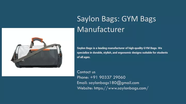 saylon bags gym bags manufacturer