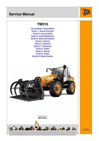 JCB TM310WM TELESCOPIC WHEELED LOADER Service Repair Manual