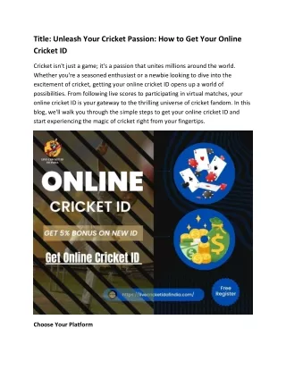 Unleash Your Cricket Passion: How to Get Your Online Cricket ID