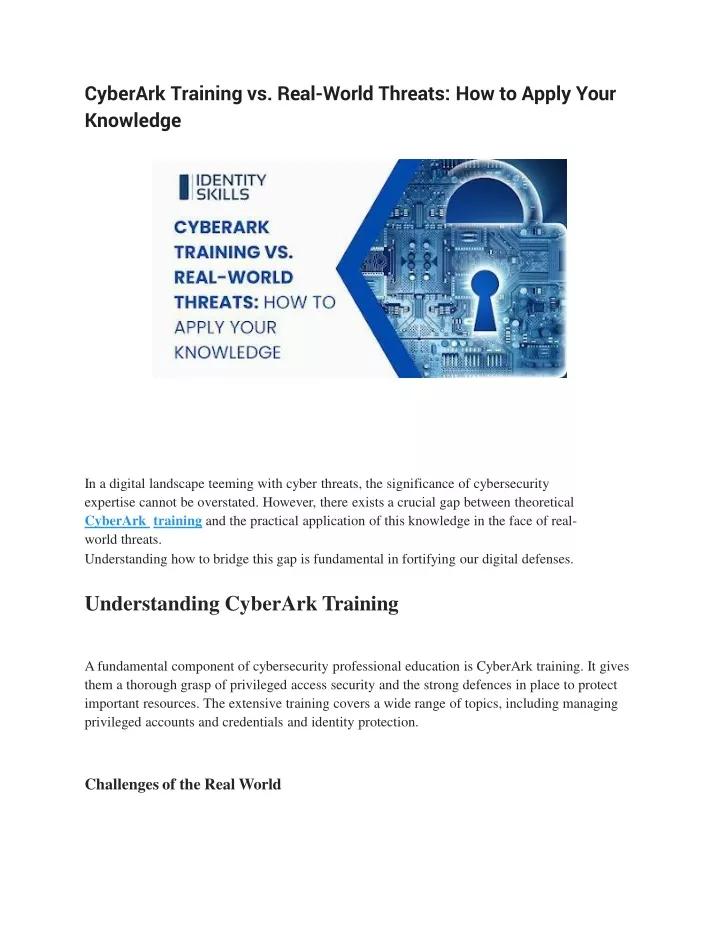 cyberark training vs real world threats