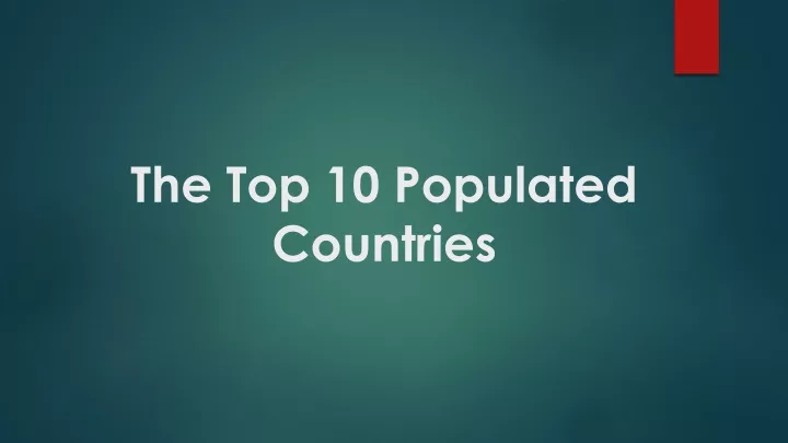 the top 10 populated countries