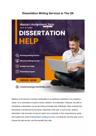 Dissertation Writing Services In The UK