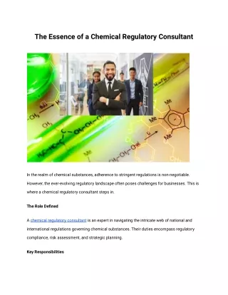 The Essence of a Chemical Regulatory Consultant