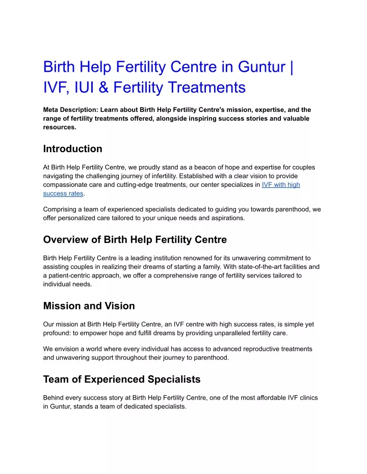birth help fertility centre in guntur
