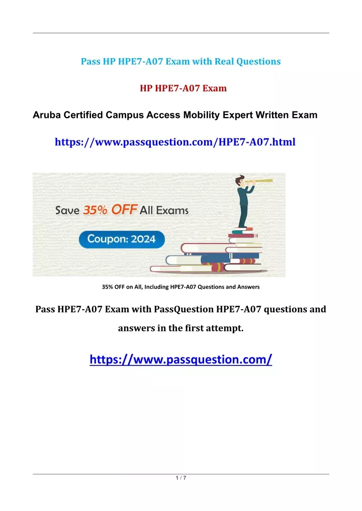 pass hp hpe7 a07 exam with real questions