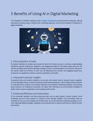 5 Benefits of Using AI in Digital Marketing