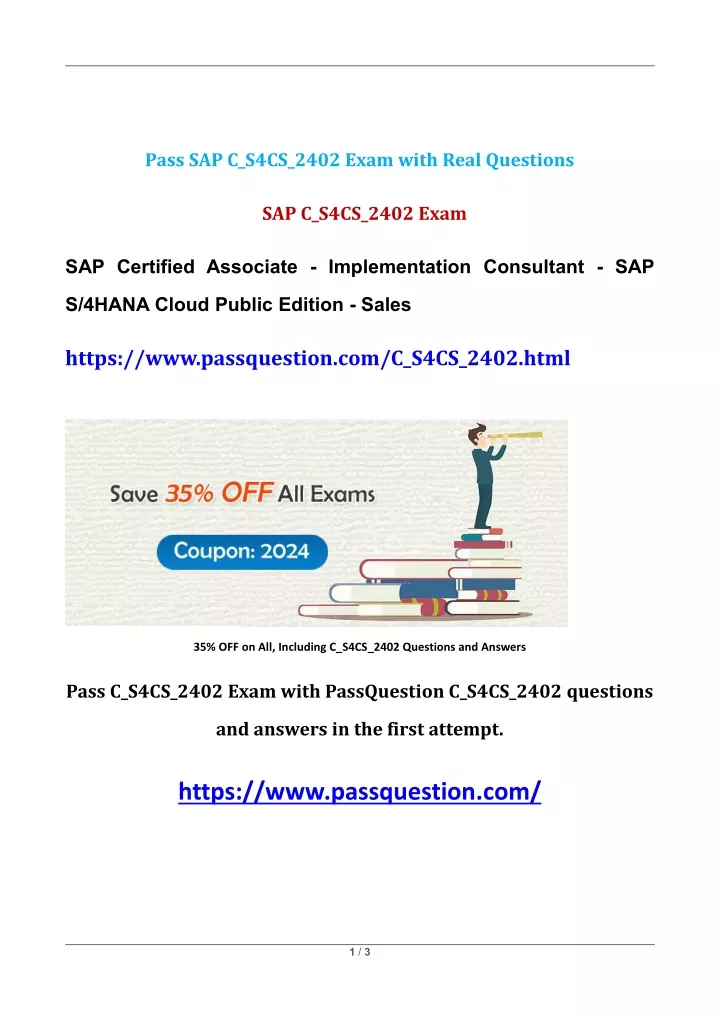 pass sap c s4cs 2402 exam with real questions