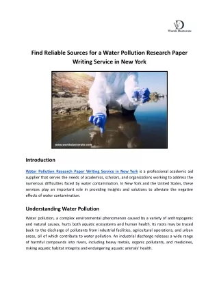 Find Reliable Sources for a Water Pollution Research Paper Writing Service in New York