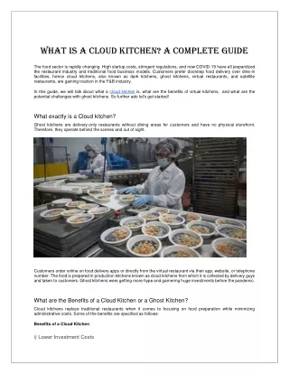 What is a Cloud Kitchen