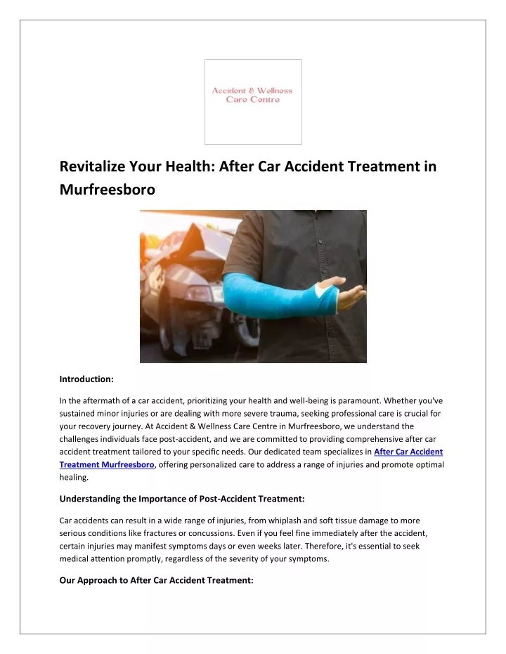 revitalize your health after car accident