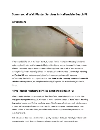Commercial Wall Plaster Services in Hallandale Beach FL