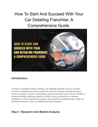 How To Start And Succeed With Your Car Detailing Franchise_ A Comprehensive Guide