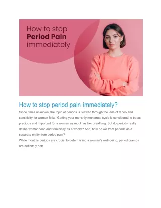 How to stop period pain immediately?