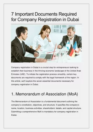 7 Important Documents Required for Company Registration in Dubai