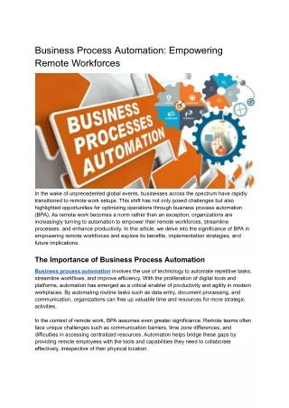 Business Process Automation_ Empowering Remote Workforces