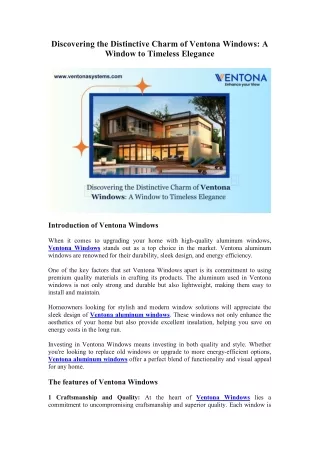 discovering the distinctive charm of ventona