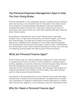 Top Personal Expenses Management Apps to Help You from Going Broke