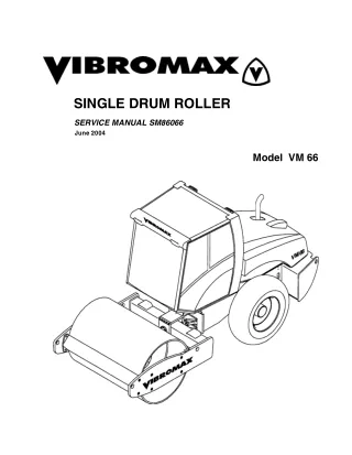 JCB VIBROMAX VM66 SINGLE DRUM ROLLER Service Repair Manual