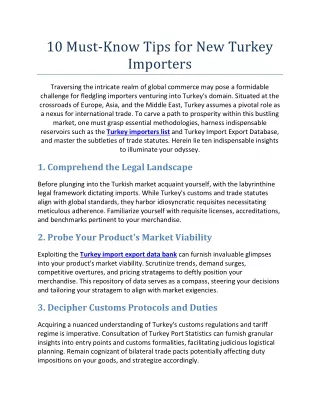 10 Must-Know Tips for New Turkey Importers