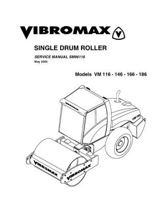 JCB VIBROMAX VM186 Single Drum Roller Service Repair Manual