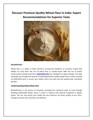 Discover Premium Quality Wheat Flour in India
