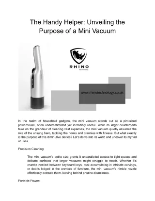 The Handy Helper_ Unveiling the Purpose of a Mini Vacuum