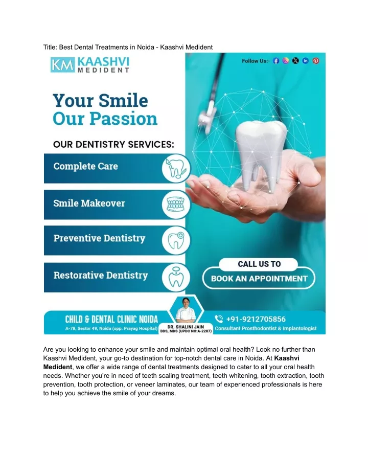 title best dental treatments in noida kaashvi