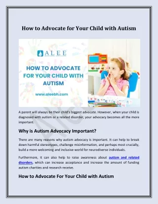 how to advocate for your child with autism