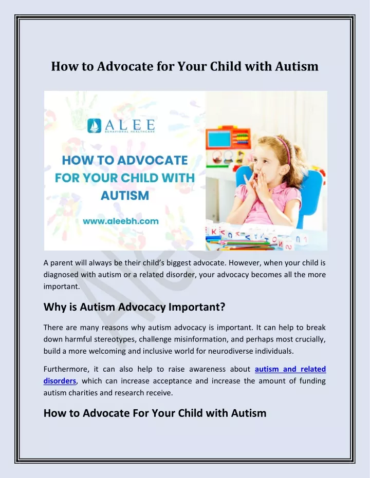 how to advocate for your child with autism