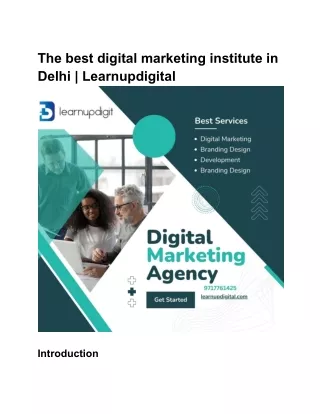 The best digital marketing institute in Delhi | LearnUpdigital.