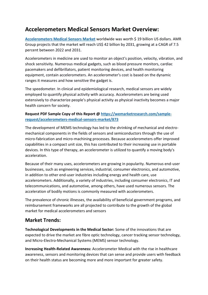 accelerometers medical sensors market overview