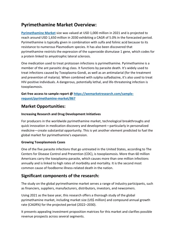 pyrimethamine market overview