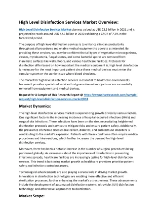 high level disinfection services market overview