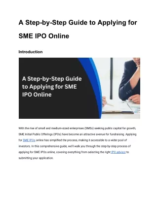 A Step-by-Step Guide to Applying for SME IPO Online