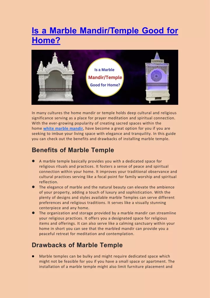 is a marble mandir temple good for home
